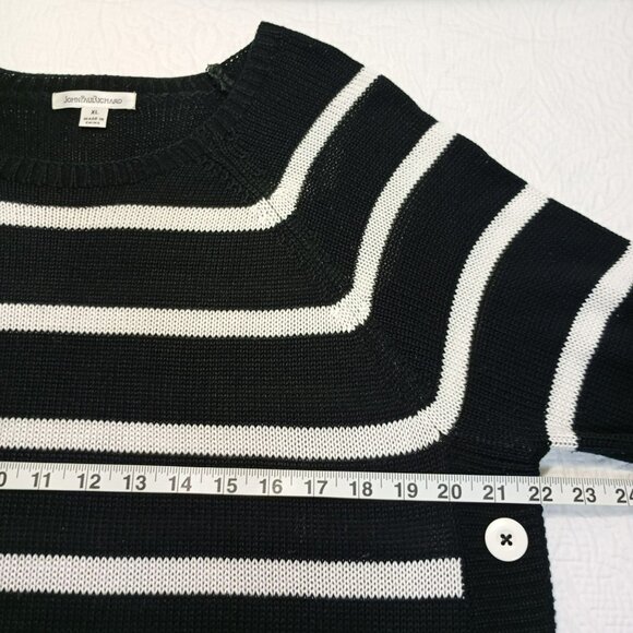 John Paul Richard Sweaters Classic Striped Sleeve 3/4 Knit Button Size XL Womens - Picture 7 of 8